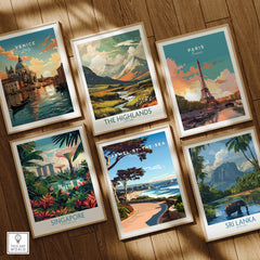 Carmel-by-the-Sea Poster Print featuring a scenic coastal view, part of a collection of travel posters.