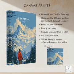 Cervinia Ski Print - Italy showcasing professional giclée printing on high-quality cotton canvas.