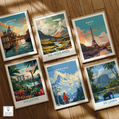 Cervinia Ski Print -  Italy featured among travel posters of Venice, Paris, Singapore, Highlands, and Sri Lanka.