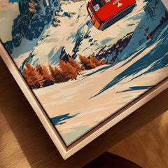 Cervinia Ski Print featuring vibrant colors and dynamic composition of a ski lift in the stunning Italian Alps.
