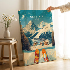 Cervinia Wall Art Ski Print Italy showcasing stunning Italian slopes and ski culture, perfect for home decor.