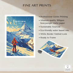 Ski Print Cervinia Italy showcasing breathtaking slopes and quality Giclée printing features.