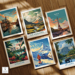 Ski Print Cervinia Italy showcasing beautiful mountain scenery and skiing adventure in a colorful art print.