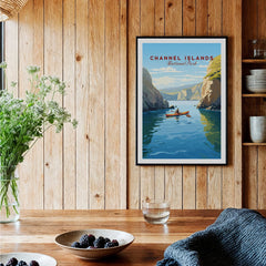 Channel Islands National Park travel poster art print in modern rustic kitchen setting