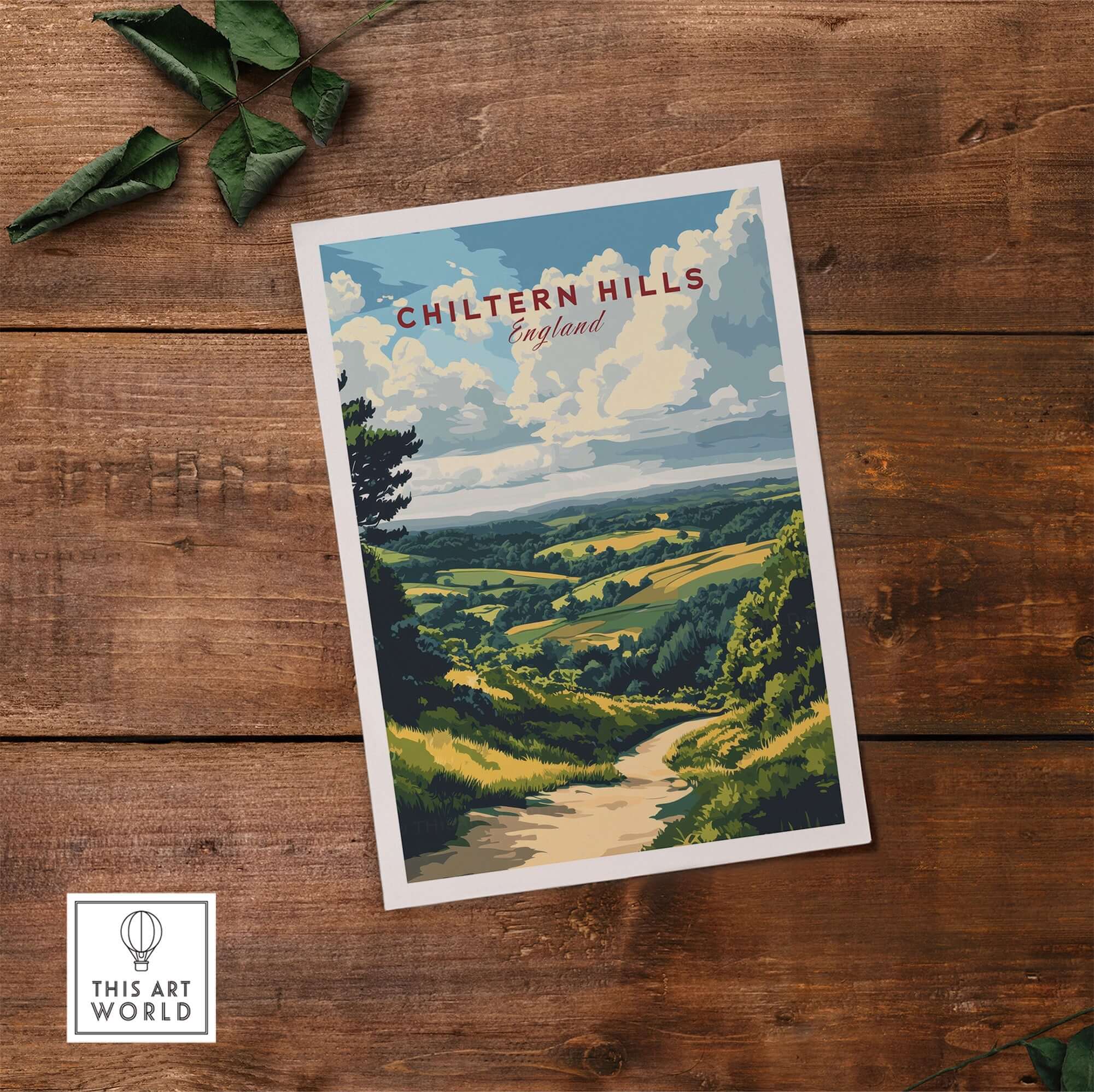 Chiltern Hills Art Print showcasing a vibrant landscape of the Chiltern Hills in England, perfect for home decor.
