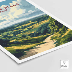 Chiltern Hills Art Print showcasing beautiful countryside scenery and lush landscapes.