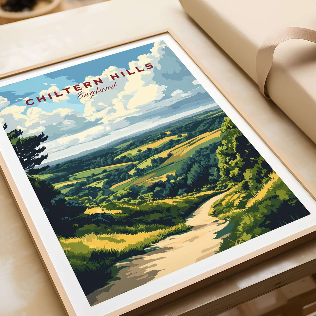 Chiltern Hills art print featuring picturesque landscape and vibrant colors, perfect for home decor.