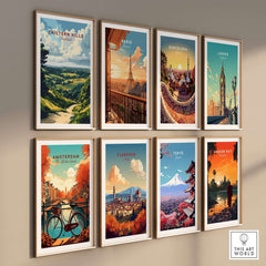 Chiltern Hills Art Print displayed among other city art prints, showcasing stunning landscapes and vibrant colors.