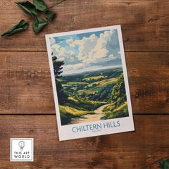Chiltern Hills Print showcasing a vibrant landscape in England, perfect for home decor and nature lovers.