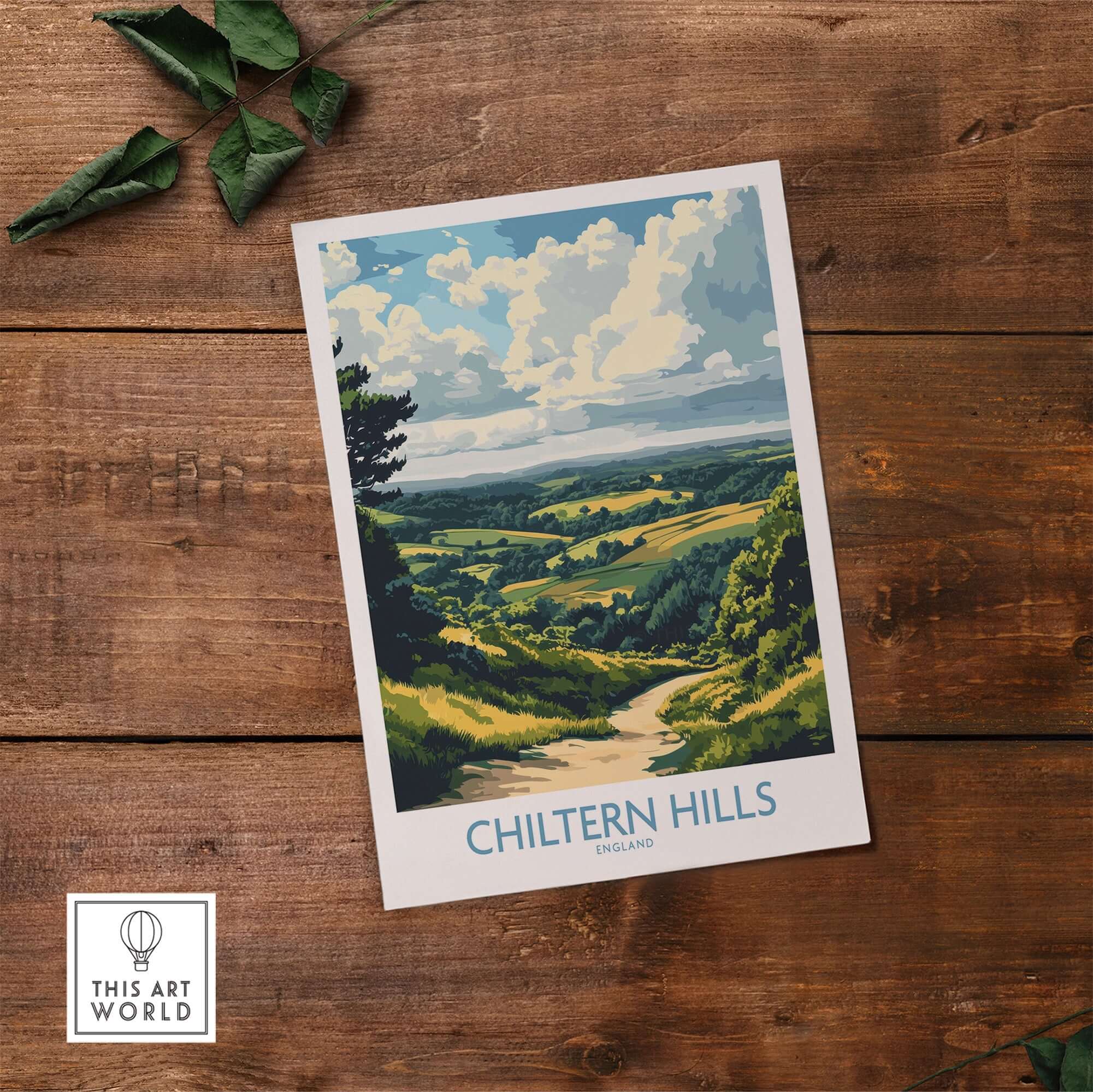 Chiltern Hills Print showcasing a vibrant landscape in England, perfect for home decor and nature lovers.