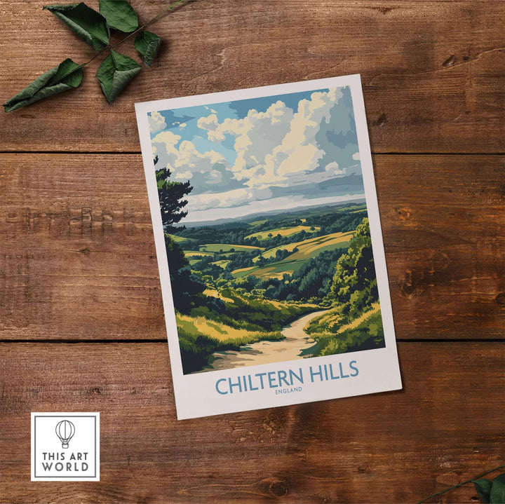 Chiltern Hills print showcasing vibrant landscapes and dramatic skies, perfect for home decor and nature lovers.