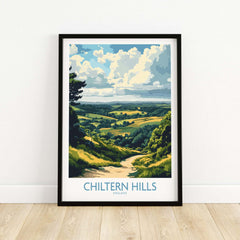 Chiltern Hills Print showcasing a picturesque landscape and vibrant colors in a framed print.