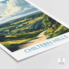 Chiltern Hills Print showcasing a vibrant landscape of the Chiltern Hills in England.