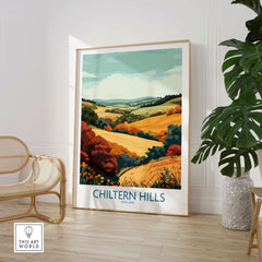 Chiltern Hills Travel Poster showcasing the beautiful rolling hills and vibrant landscapes of the English countryside.