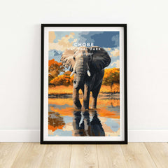 Chobe National Park Elephant Poster - Botswana Wildlife Wall Art Print featuring an elephant in a beautiful landscape.