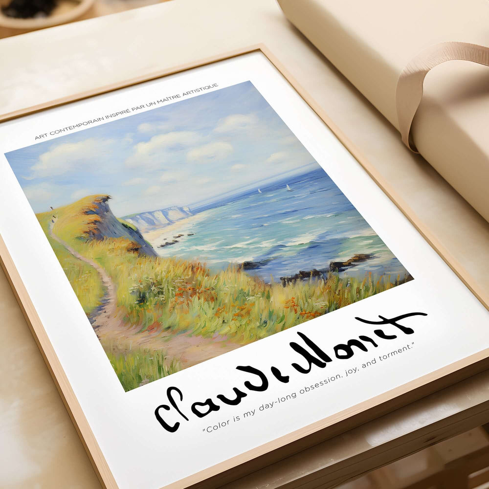 Claude Monet Art Print - Coastal Cliff Path Seascape Wall Art showcasing a stunning coastal landscape in vibrant colors.