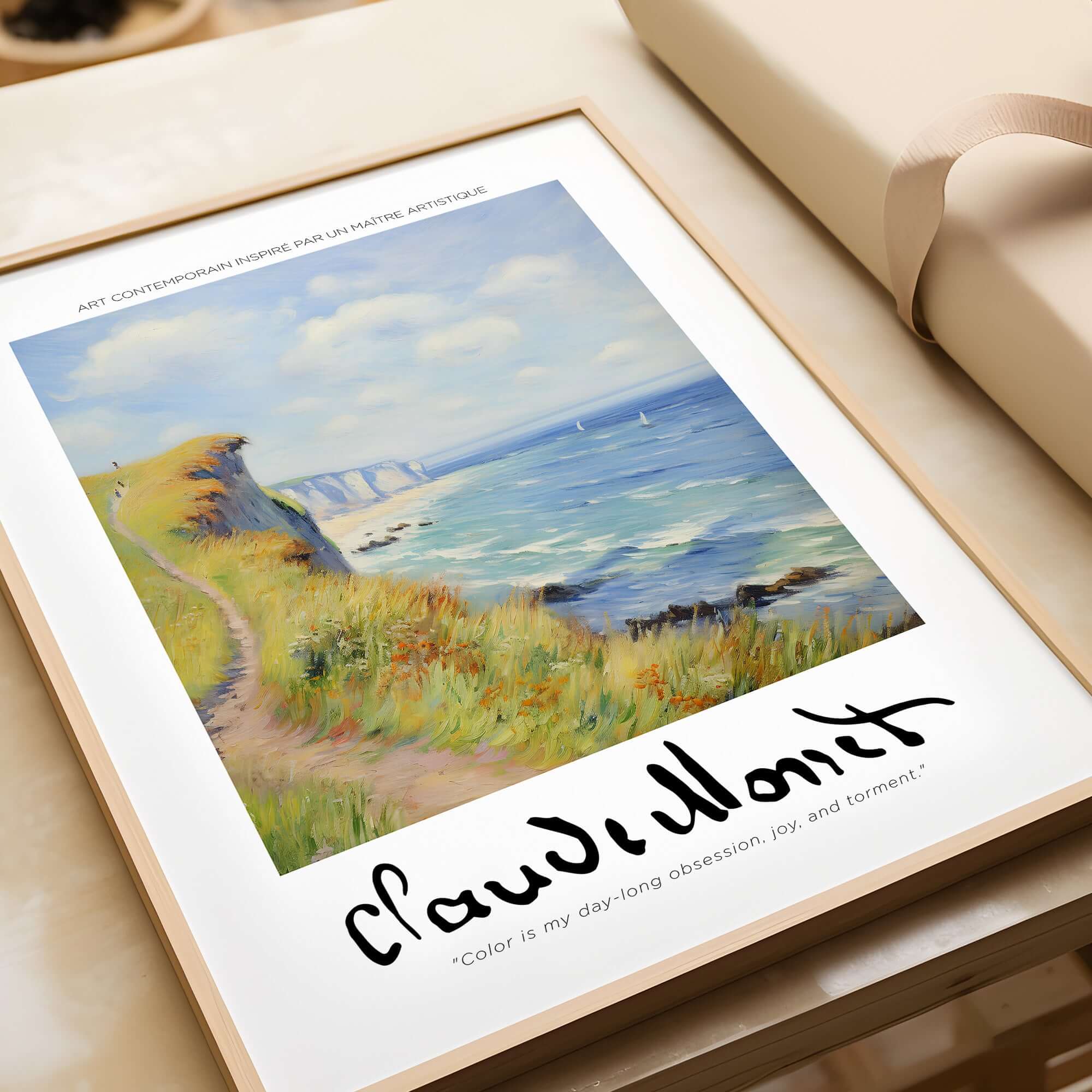 Claude Monet Art Print - Coastal Cliff Path Seascape Wall Art showcasing a stunning coastal landscape in vibrant colors.