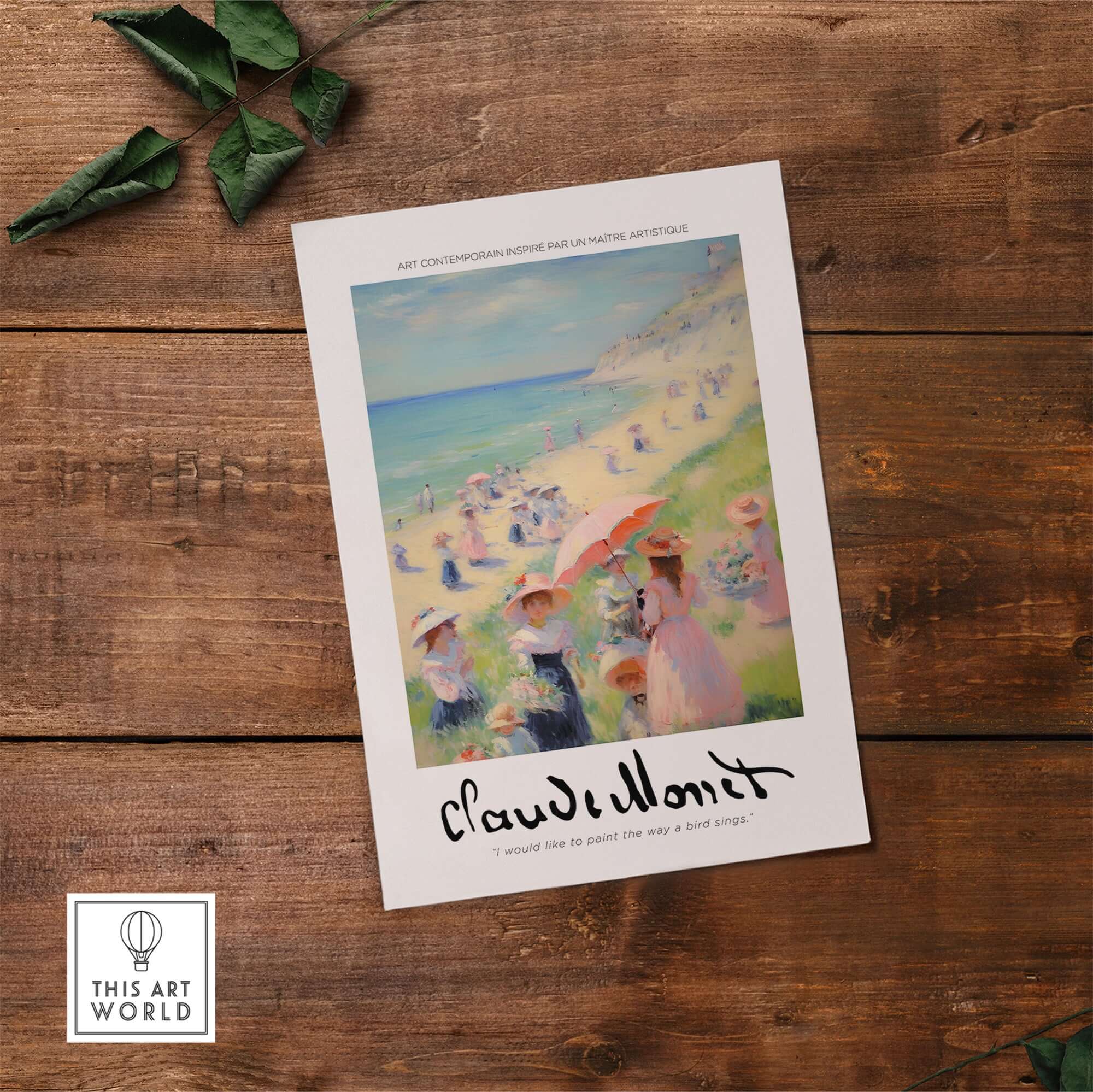 Claude Monet Art Print - Elegant Seaside Beach Wall Art featuring elegantly dressed figures by the sea.