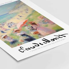 Claude Monet Art Print - Elegant Seaside Beach Wall Art depicting women and children enjoying a sunny coastal day.