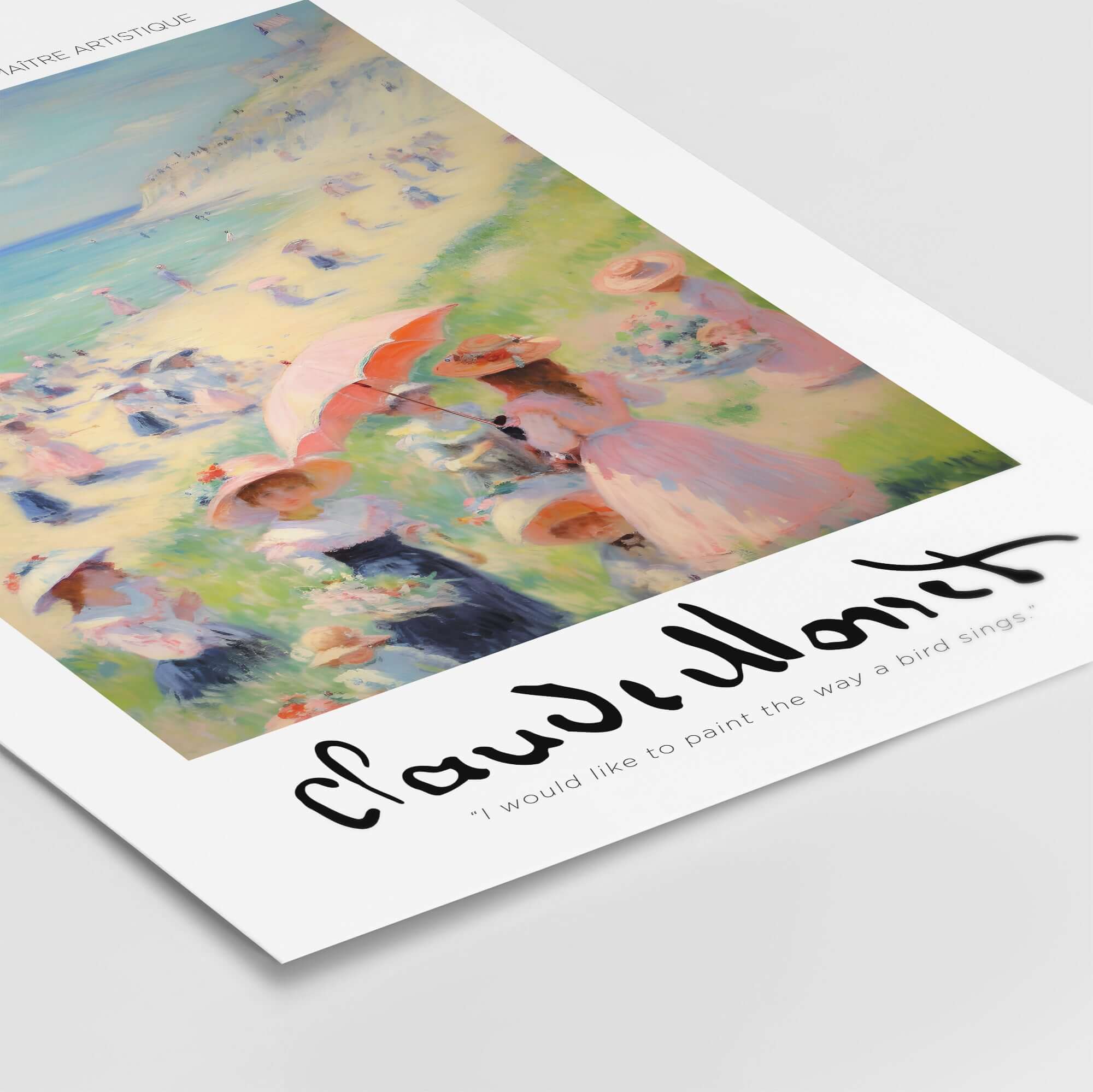 Claude Monet Art Print - Elegant Seaside Beach Wall Art depicting women and children enjoying a sunny coastal day.