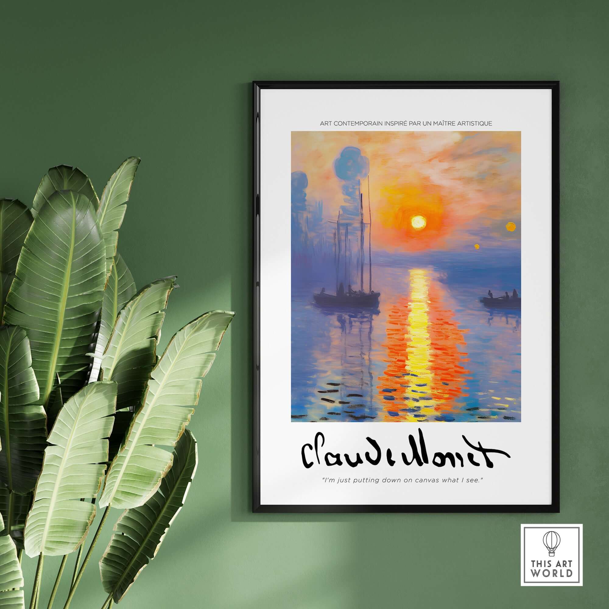 Claude Monet Art Print - Impressionist Sunrise Harbor Wall Art featuring a vibrant harbor scene with a rising sun.