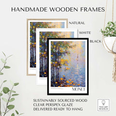 Claude Monet Art Print - Impressionist Wall Art Poster - Monet Framed Print in handmade wooden frames in natural, white, and black.