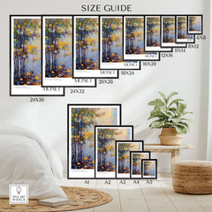Claude Monet Art Print - Impressionist Wall Art Poster - Monet Framed Print size guide showing different frame dimensions.