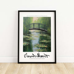 Claude Monet Art Print - Japanese Bridge Monet Water Lilies Print - Garden Pond Wall Art featuring green foliage and serene water.
