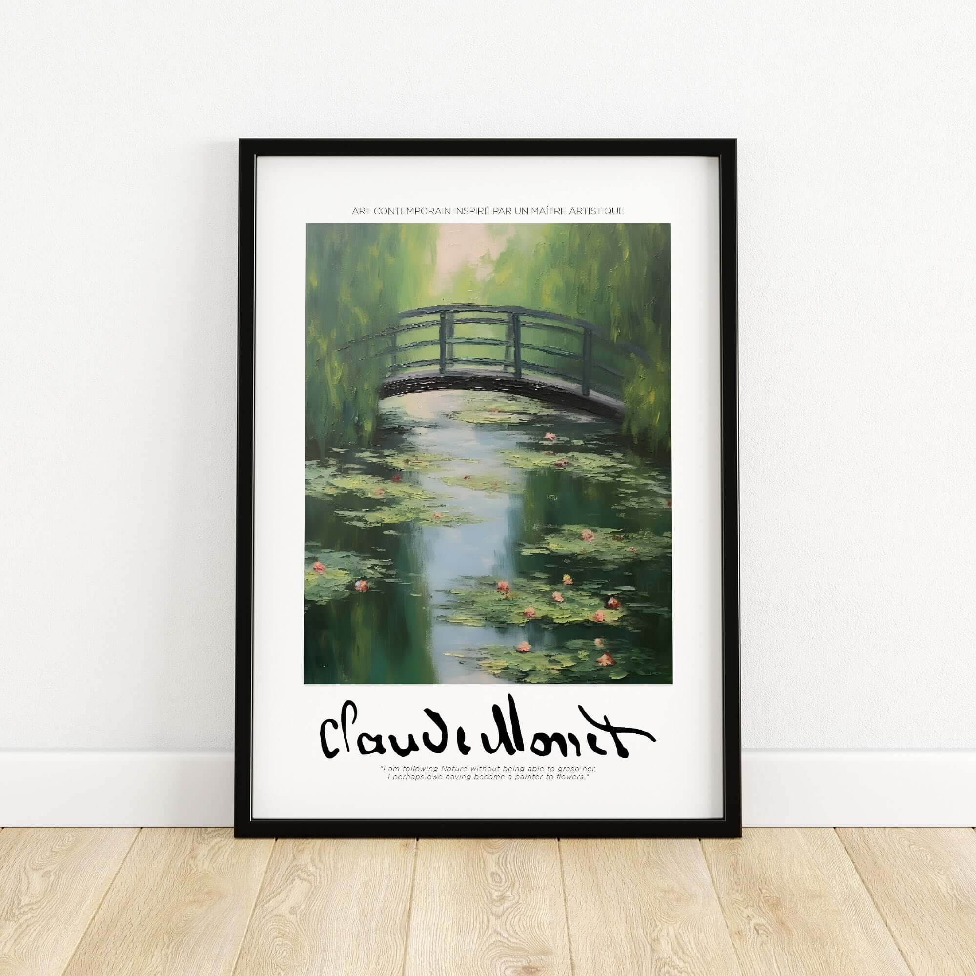 Claude Monet Art Print - Japanese Bridge Monet Water Lilies Print - Garden Pond Wall Art featuring green foliage and serene water.
