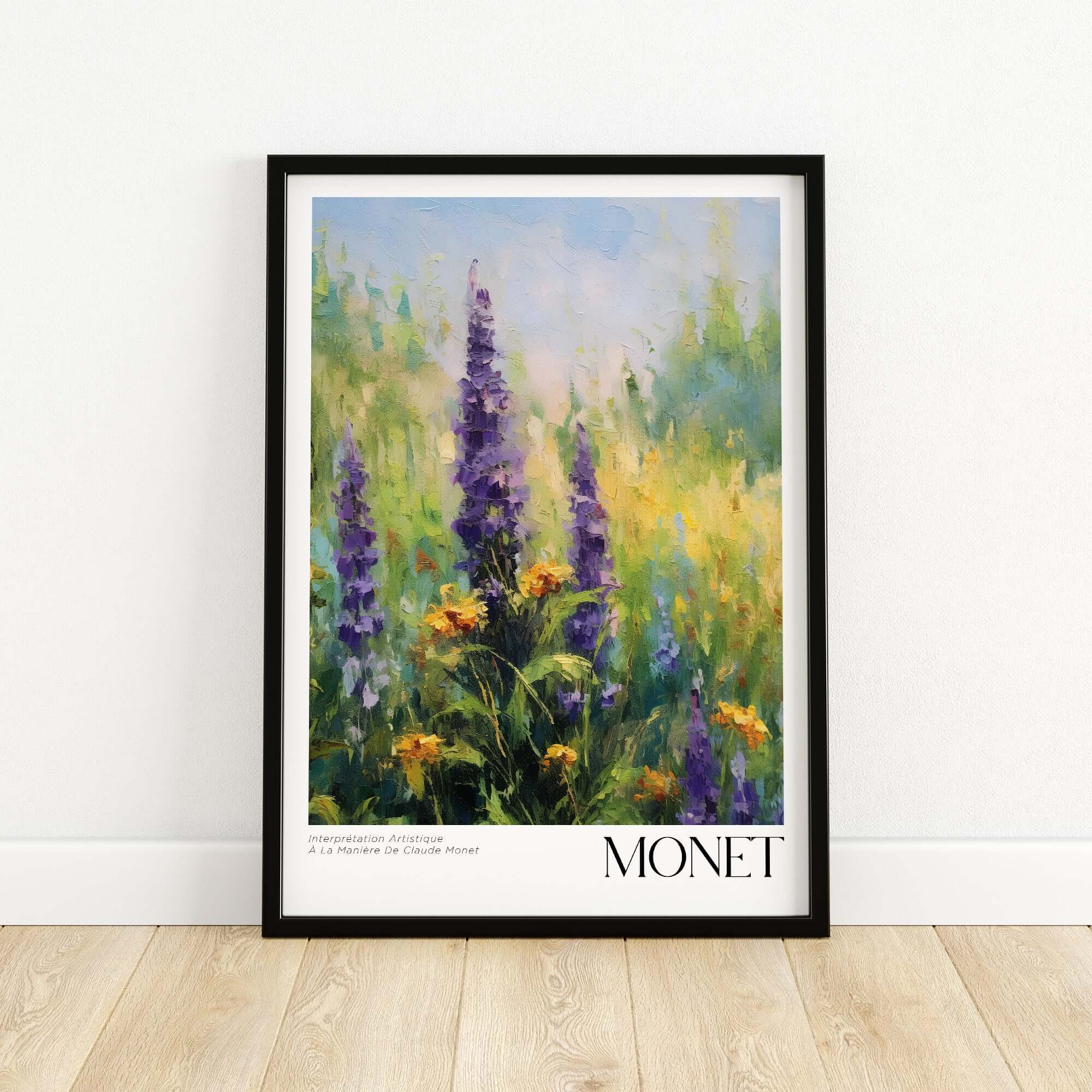 Claude Monet Art Print - Wildflower Meadow Purple Floral Print featuring vibrant wildflowers in a beautiful frame.