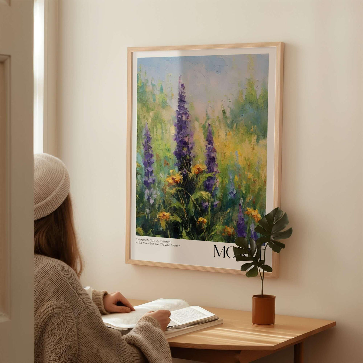 Claude Monet Art Print - Wildflower Meadow Purple Floral Print, featuring purple wildflowers in a serene setting.