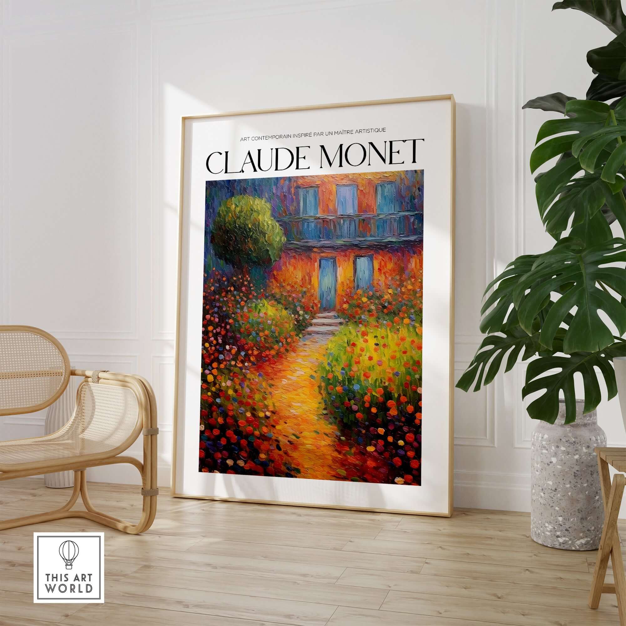 Claude Monet Poster Print - Wall Art for Room Decor - Impressionist Exhibition Print displayed in a stylish interior setting.