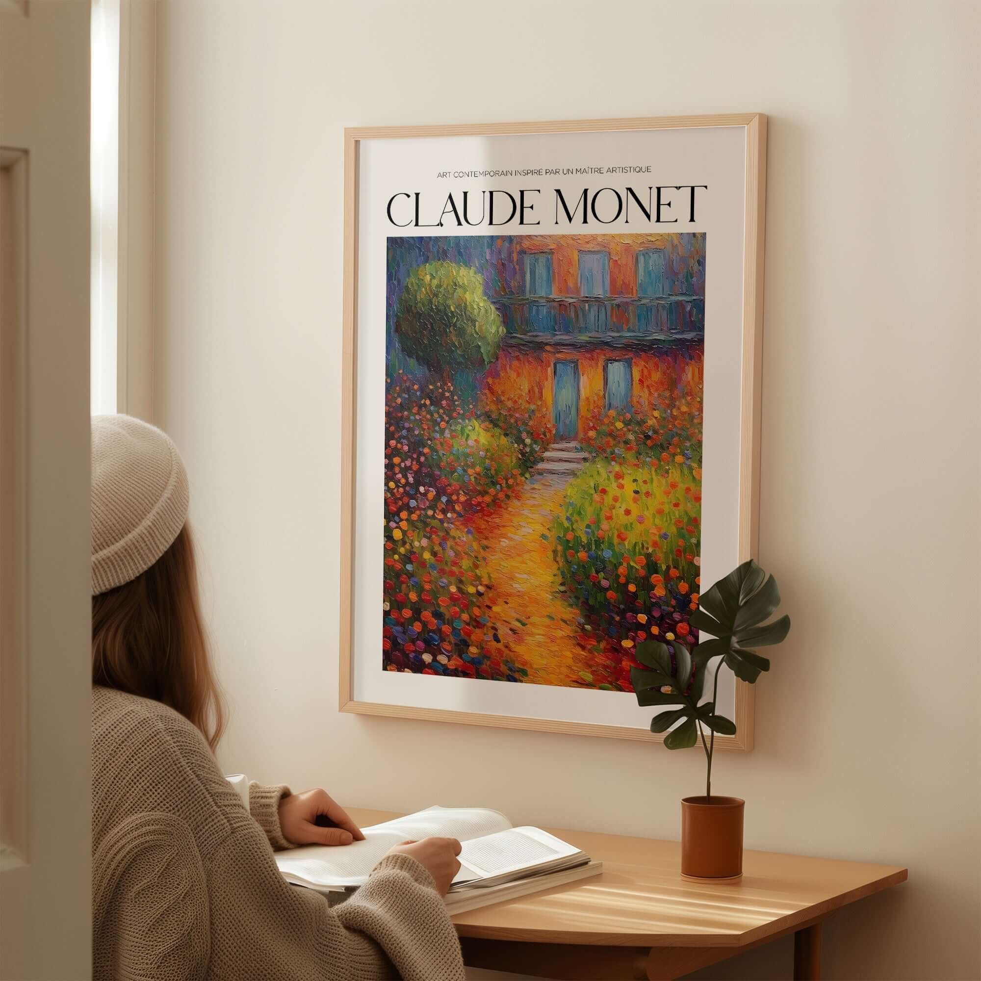 Claude Monet Poster Print - Wall Art for Room Decor - Impressionist Exhibition Print displayed in a cozy room