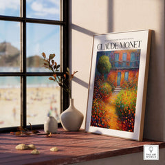 Claude Monet Poster Print - Wall Art for Room Decor - Impressionist Exhibition Print displayed in a sunlit room.