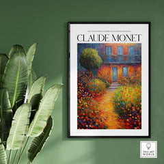 Claude Monet Poster Print - Wall Art for Room Decor - Impressionist Exhibition Print, vibrant garden scene with charming villa.