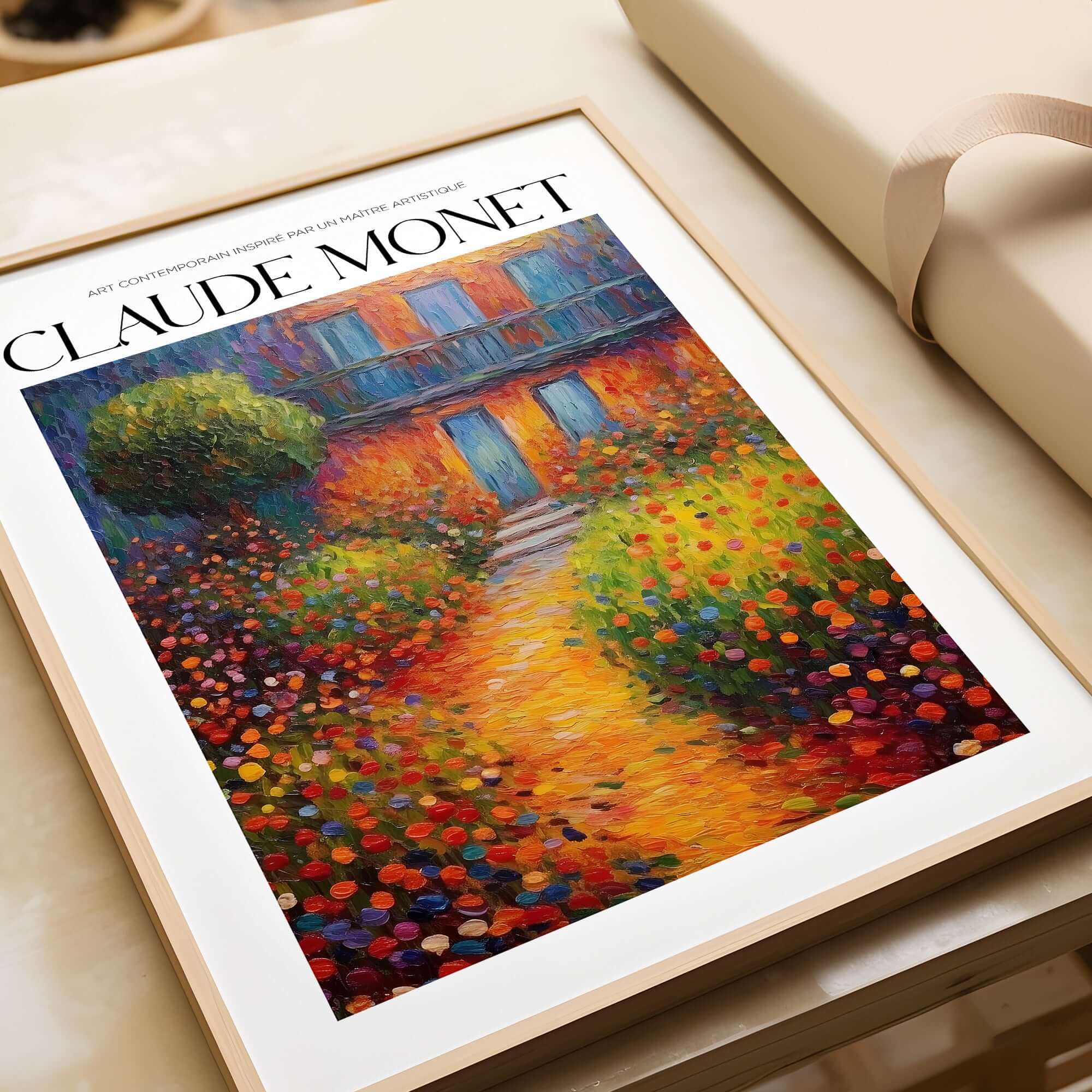 Claude Monet Poster Print - Wall Art for Room Decor - Impressionist Exhibition Print showcasing a vibrant garden scene.