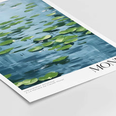 Claude Monet Print - Calm Lily Pads on Blue Water Wall Art, vibrant lily pads on reflective blue water.