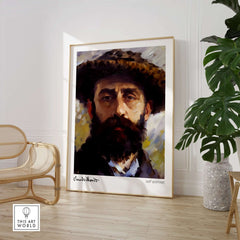 Claude Monet Self Portrait Wall Art - Impressionist Poster Print displayed in a stylish interior setting.
