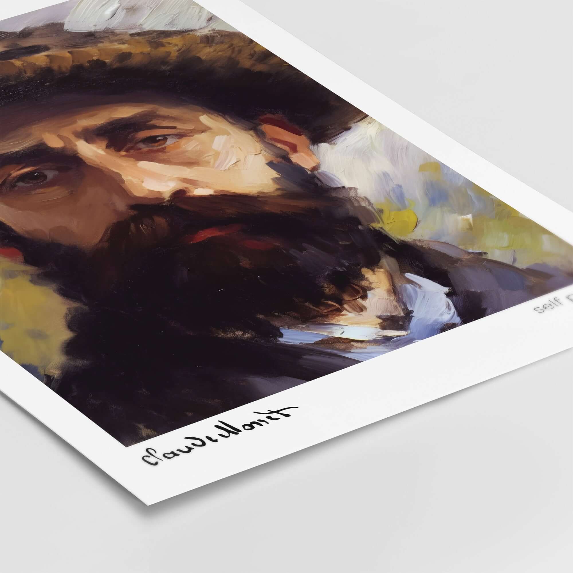 Claude Monet Self Portrait Wall Art - Impressionist Poster Print featuring expressive brushstrokes and the artist's distinct features.