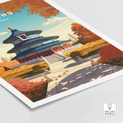 Vibrant Beijing Print featuring the Temple of Heaven surrounded by autumn colors. Ideal decor or gift for cultural enthusiasts.