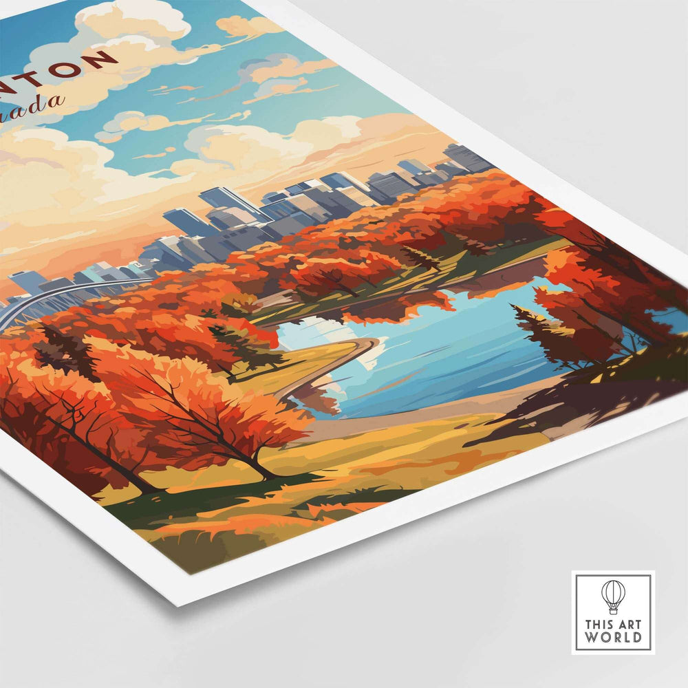 Edmonton Poster showing the Edmonton Skyline in Autumn - Exclusive to ThisArtWorld