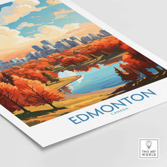 Edmonton Wall Art Print showing the Edmonton Skyline in Autumn - Exclusive to ThisArtWorld