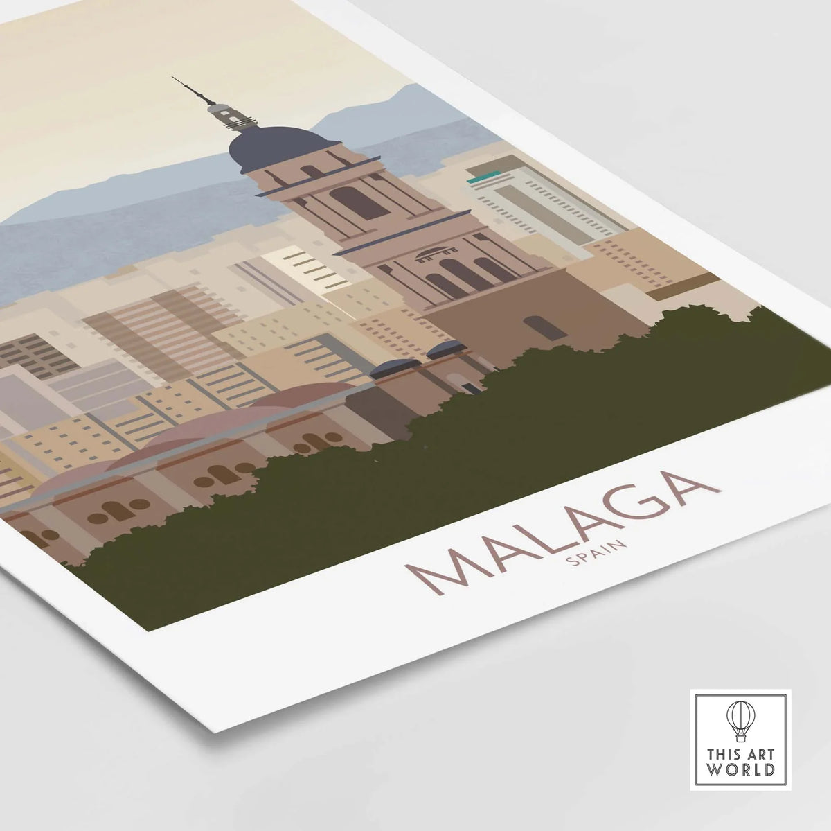 Malaga wall art print showcasing a scenic view of Malaga, Spain, perfect for home decor and travel nostalgia.