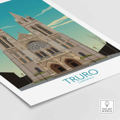 Truro Wall Art Print featuring Truro Cathedral, showcasing Cornwall's architectural beauty and vibrant colors.