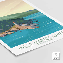 West Vancouver wall art print featuring a lighthouse and British Columbia's scenic nature backdrop.