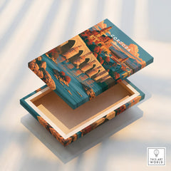 Cordoba Spain Skyline Travel Poster — stretched canvas print floating detail mirror edge