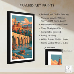 Cordoba Spain Skyline Travel Poster — framed print details measurements quality details