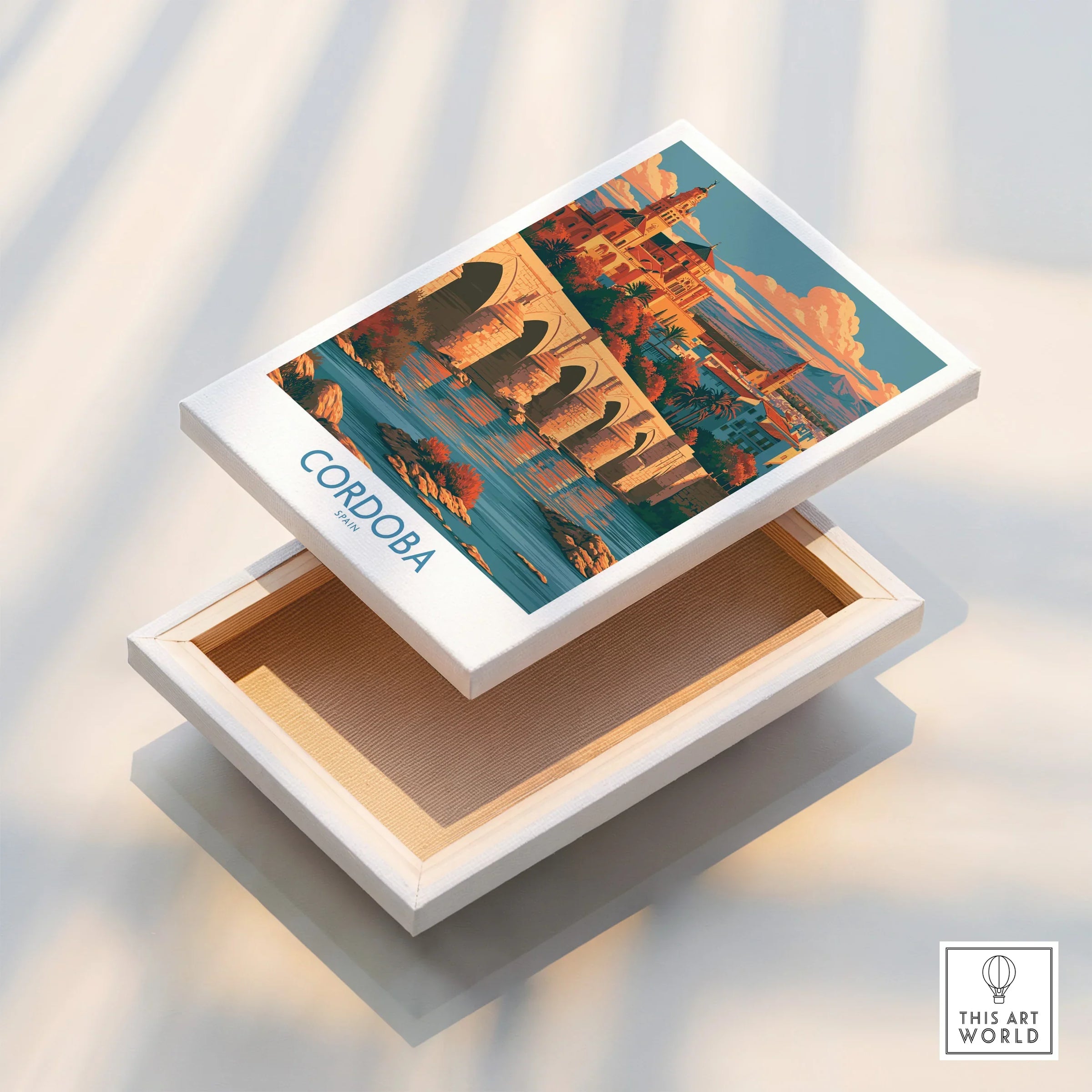 Cordoba Spain Skyline Wall Art — stretched canvas print floating detail mirror edge