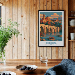 Cordoba Spain Skyline Wall Art — black framed art print kitchen setting
