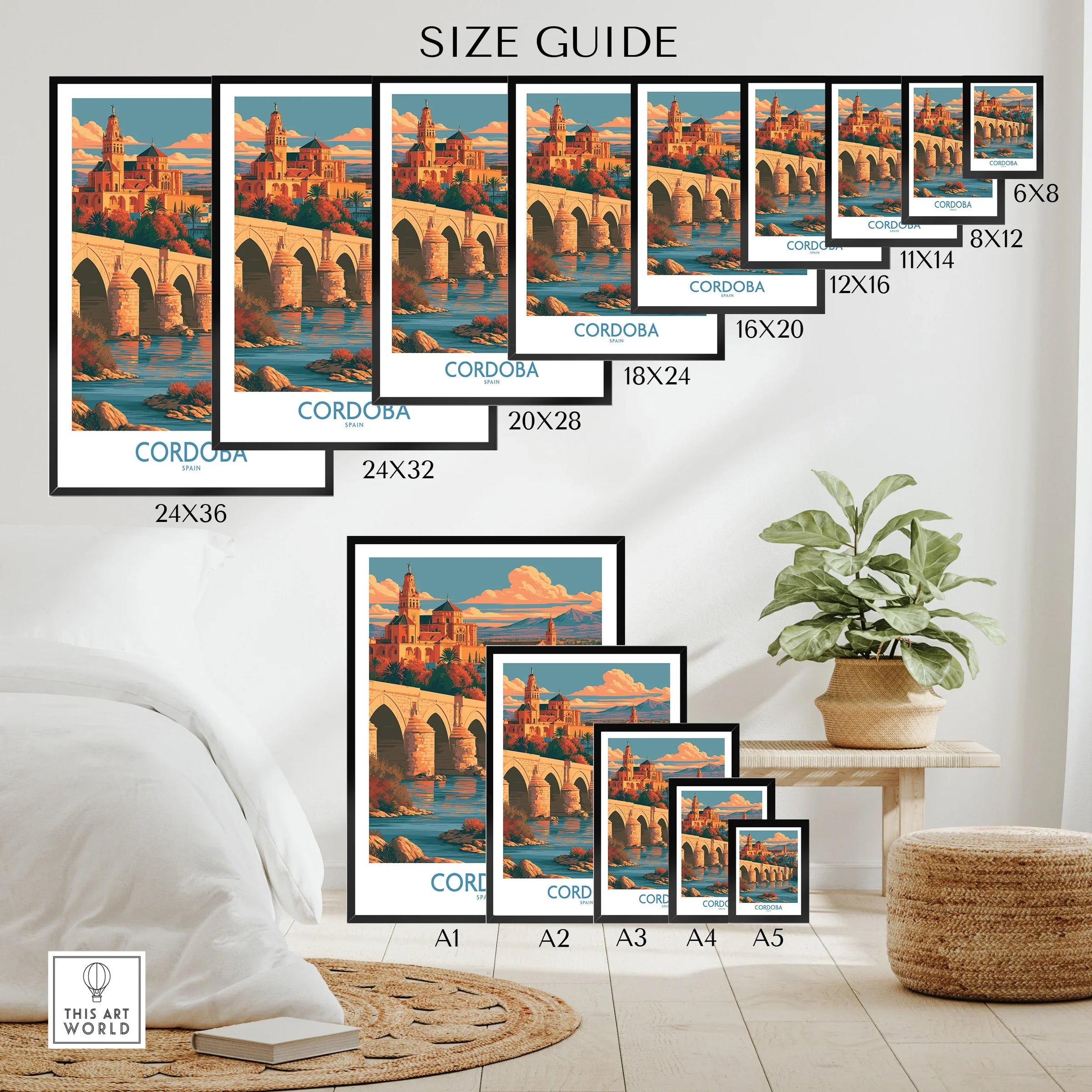Cordoba Spain Skyline Wall Art — wall art poster size guide thisartworld